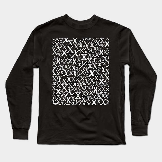 X - Typography (White) Long Sleeve T-Shirt by gillianembers